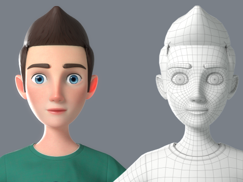 Cartoon Man Rigged 3D 모델