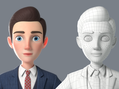 Cartoon Man Rigged 3D 모델