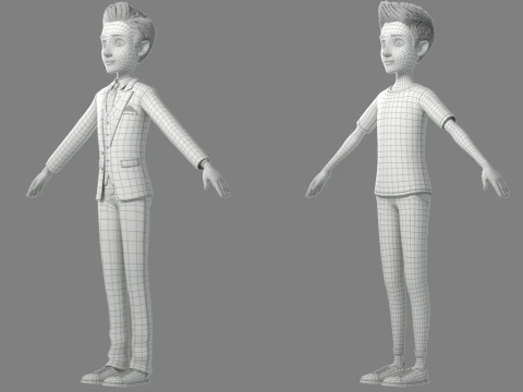 Cartoon Man Rigged 3D Model