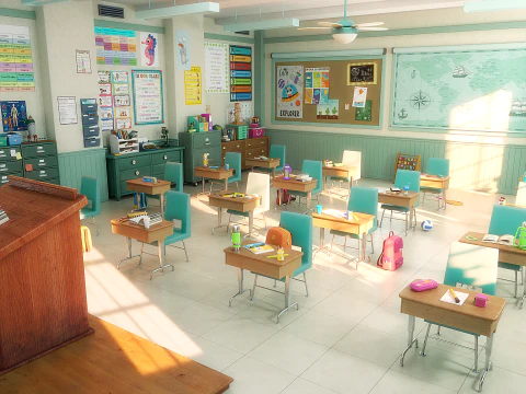 Corridoio dell'aula dei cartoni animati Modello 3D