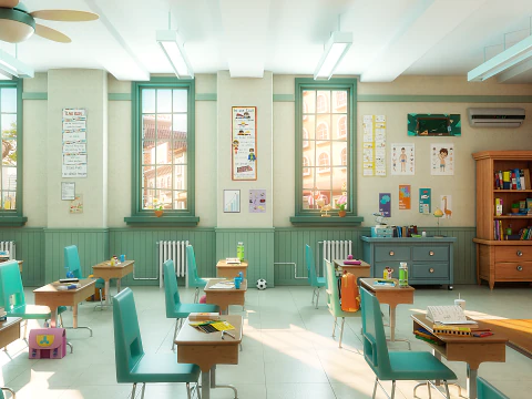 Corridoio dell'aula dei cartoni animati Modello 3D