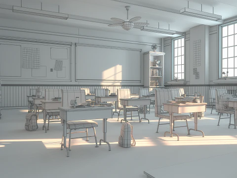 Corridoio dell'aula dei cartoni animati Modello 3D