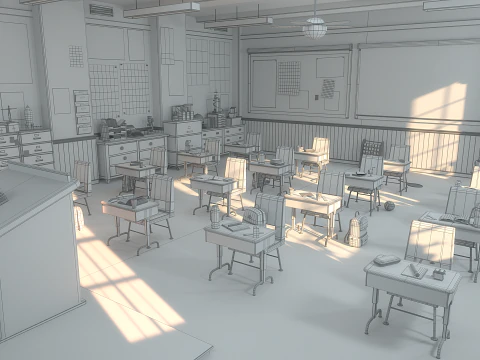 Corridoio dell'aula dei cartoni animati Modello 3D