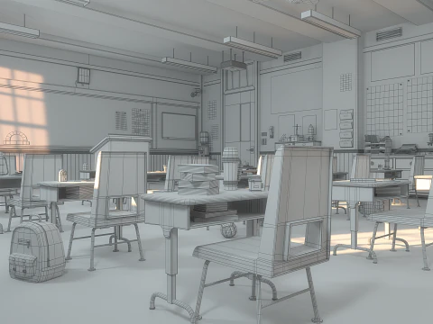 Corridoio dell'aula dei cartoni animati Modello 3D