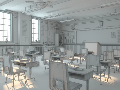 Corridoio dell'aula dei cartoni animati Modello 3D