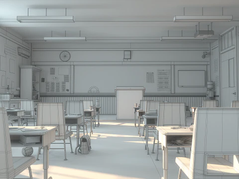 Corridoio dell'aula dei cartoni animati Modello 3D