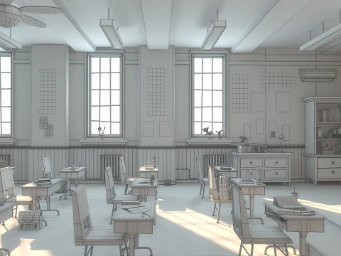 Corridoio dell'aula dei cartoni animati Modello 3D