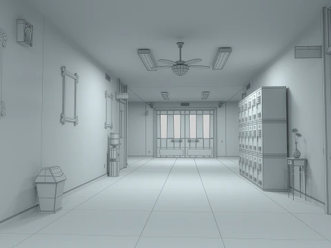 Corridoio dell'aula dei cartoni animati Modello 3D