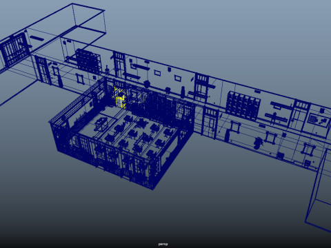 Cartoon Classroom Corridor 3D Model