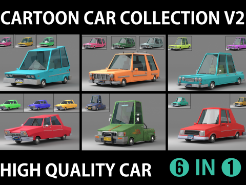 Cartoon Car Collection V2 3D-Modell