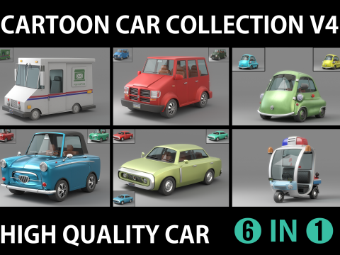 Cartoon Car Collection V4 Model 3D