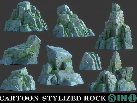 Cartoon Stylized Rock Collcetion 3D Модель