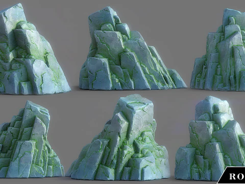 Cartoon Stylized Rock Collcetion 3D Model