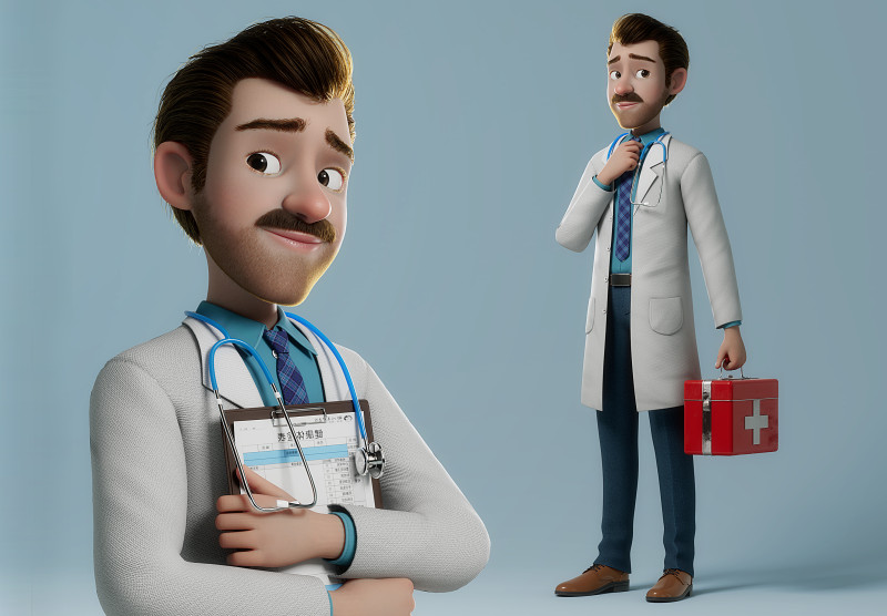 Cartoon Doctor Rigged 3Dモデル .c4d .max .obj .3ds .fbx .stl .blend
