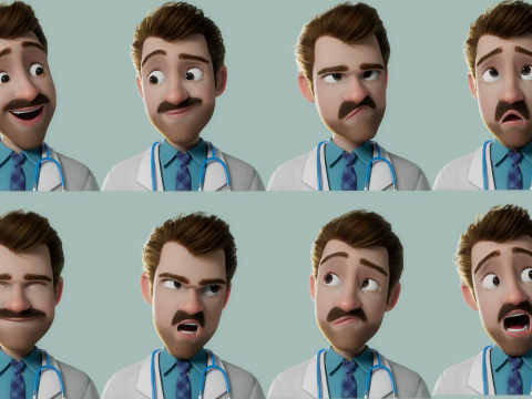 Cartoon Doctor Rigged 3Dモデル