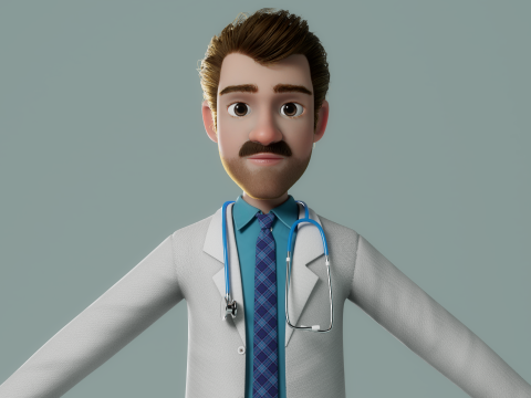 Cartoon Doctor Rigged 3Dモデル