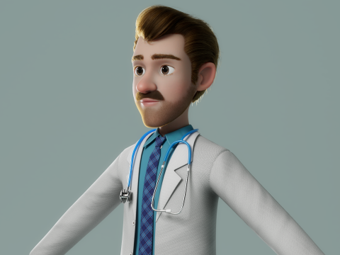 Cartoon Doctor Rigged 3Dモデル