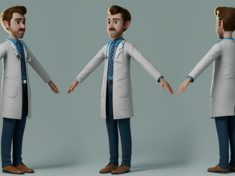 Cartoon Doctor Rigged 3Dモデル