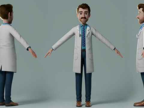 Cartoon Doctor Rigged 3Dモデル