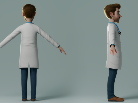 Cartoon Doctor Rigged 3Dモデル