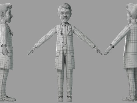 Cartoon Doctor Rigged 3Dモデル