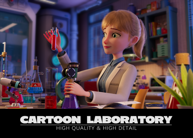 Cartoon Laboratory Corridor 3D 모델 .c4d .max .obj .3ds .fbx .stl .blend