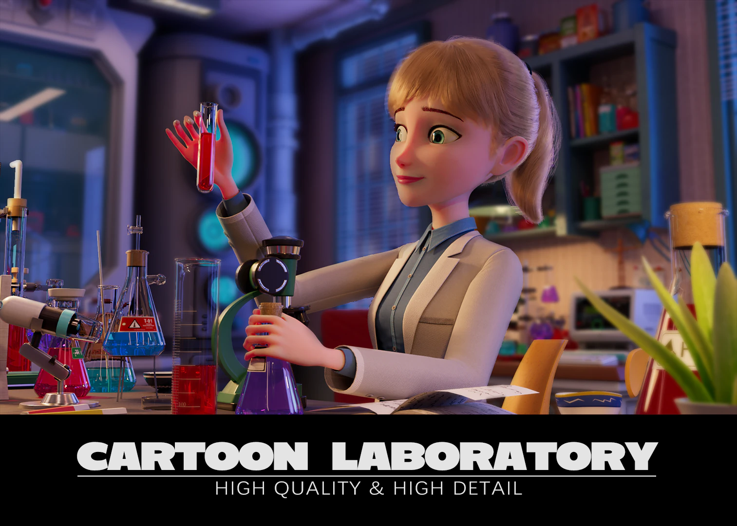 Corridoio del laboratorio dei cartoni animati Modello 3D .c4d .max .obj .3ds .fbx .stl .blend 