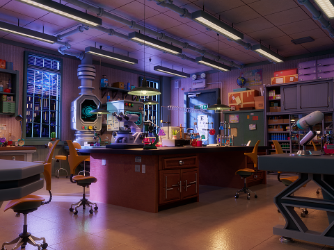 Cartoon Laboratory Corridor 3D 모델