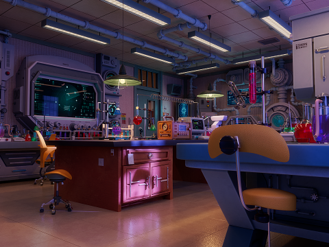 Cartoon Laboratory Corridor 3D 모델