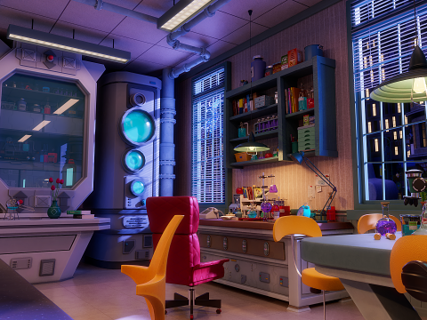 Cartoon Laboratory Corridor 3D 모델