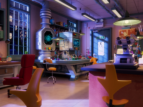 Cartoon Laboratory Corridor 3D 모델