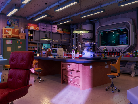 Cartoon Laboratory Corridor 3D 모델