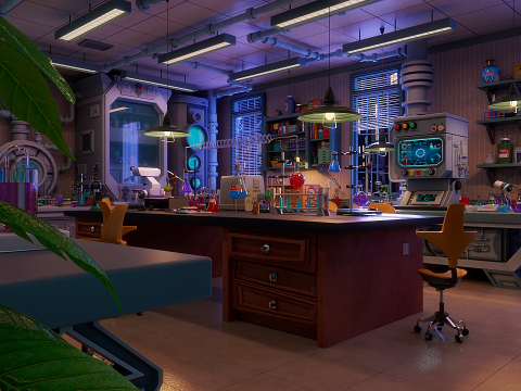 Cartoon Laboratory Corridor 3D 모델