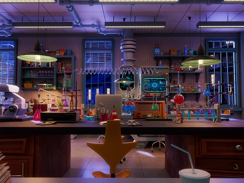 Cartoon Laboratory Corridor 3D 모델