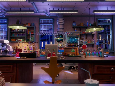 Corridoio del laboratorio dei cartoni animati Modello 3D