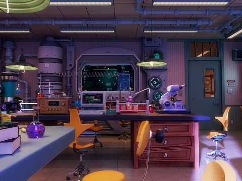 Cartoon Laboratory Corridor 3D 모델