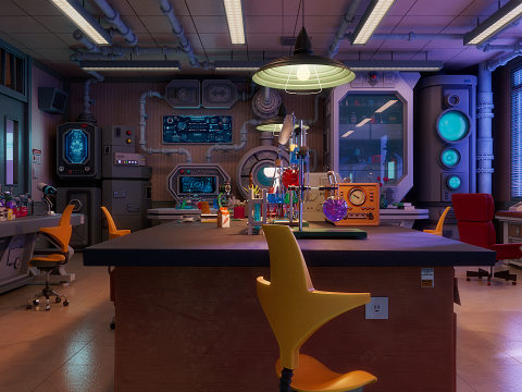 Cartoon Laboratory Corridor 3D 모델