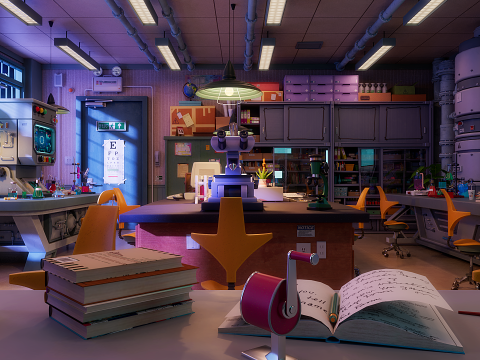 Cartoon Laboratory Corridor 3D 모델