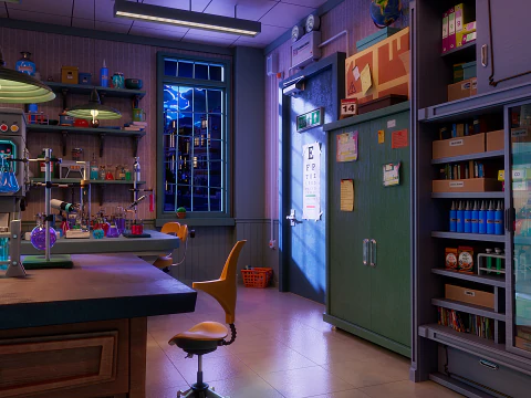 Corridoio del laboratorio dei cartoni animati Modello 3D