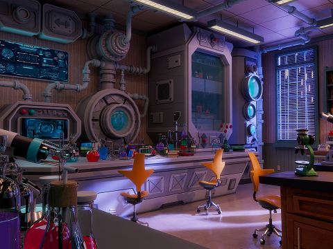 Cartoon Laboratory Corridor 3D 모델