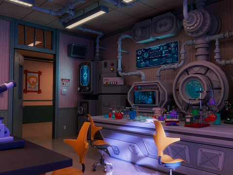 Cartoon Laboratory Corridor 3D 모델