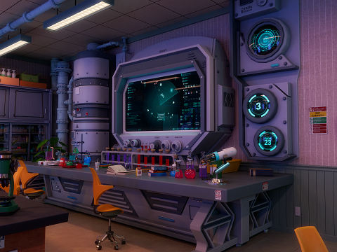 Cartoon Laboratory Corridor 3D 모델