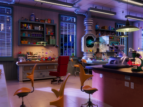 Cartoon Laboratory Corridor 3D 모델