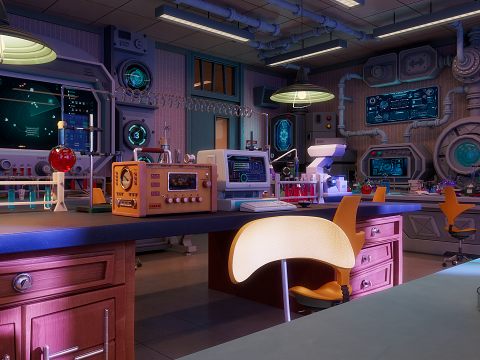 Cartoon Laboratory Corridor 3D 모델
