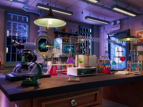 Cartoon Laboratory Corridor 3D 모델