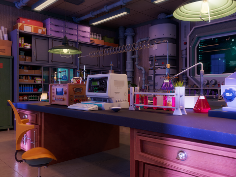 Cartoon Laboratory Corridor 3D 모델