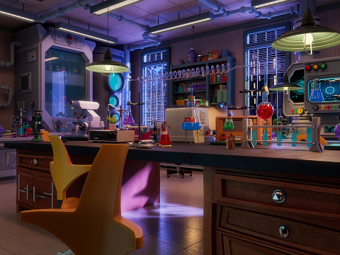 Cartoon Laboratory Corridor 3D 모델