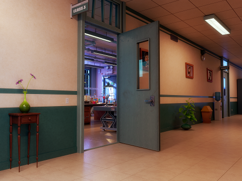 Cartoon Laboratory Corridor 3D 모델