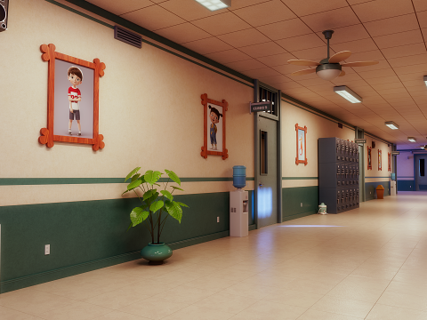 Cartoon Laboratory Corridor 3D 모델