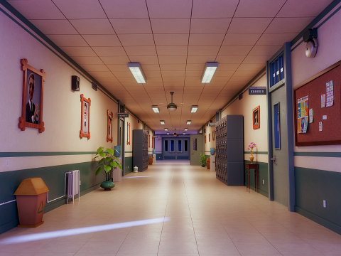 Cartoon Laboratory Corridor 3D 모델